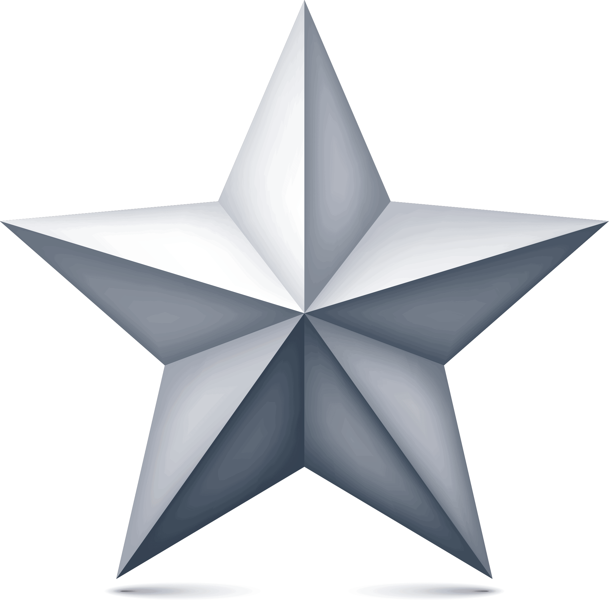 A silver star is sitting on the ground.