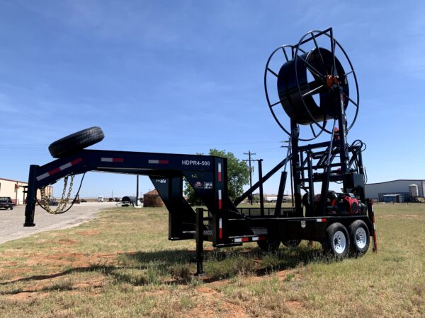 A large trailer with a crane on it