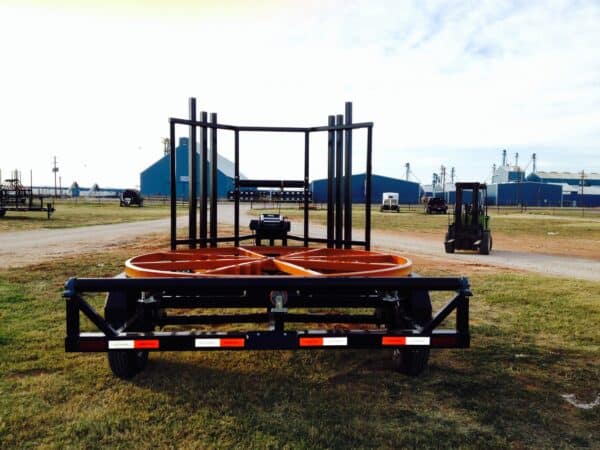 A trailer with a large rack on it