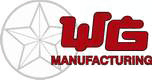 A red and white logo for manufacturing company.