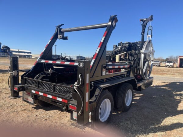 A large truck with a crane on the back