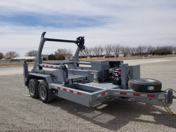 A large trailer with a crane attached to it.