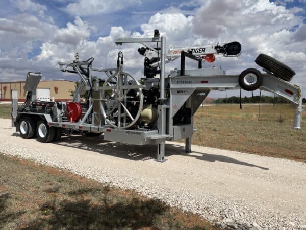 A large trailer with bicycles attached to it.