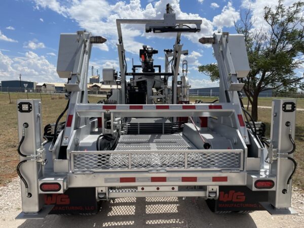 A large truck with a crane on the back